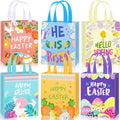 Clysee 12 Pcs Easter Gift Bags 10.2" x 8.3" Non Woven Easter Tote Bags with Handle Large Easter Bulk Treat Bags for Easter Holiday