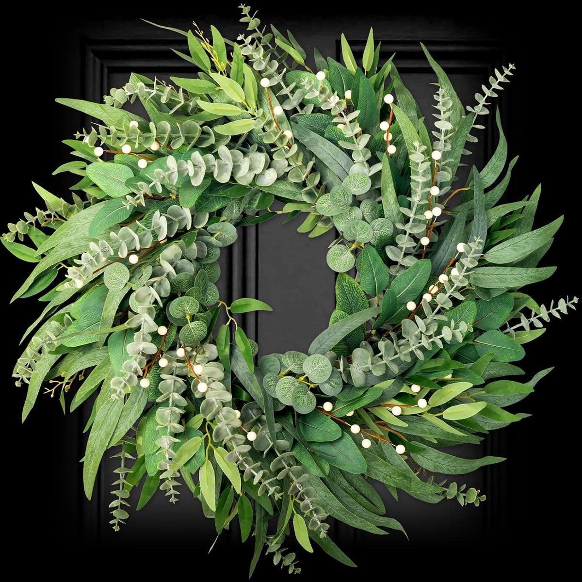 22" eucalyptus wreath for front door window porch, main product view