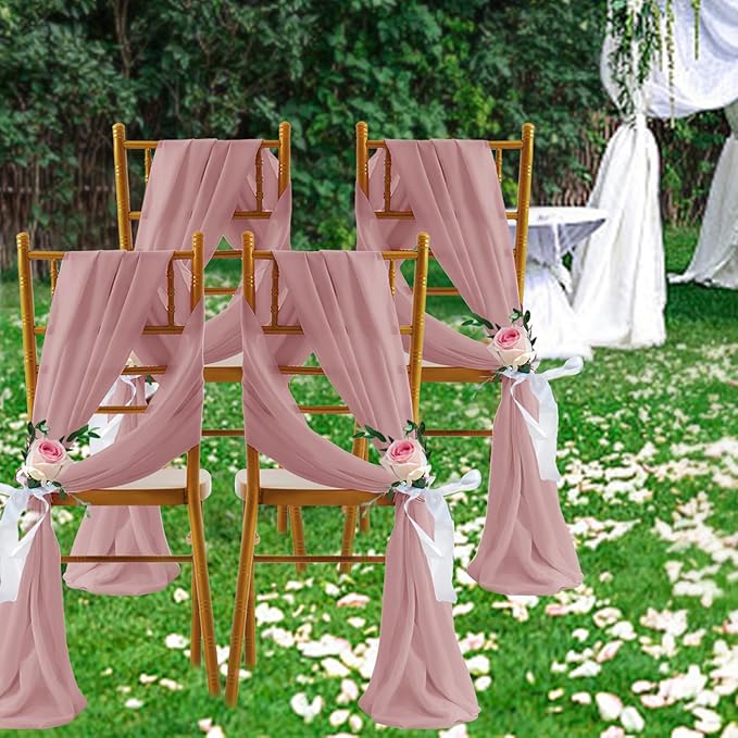 SiinvdaBZX 2 Panels Wedding Arch Draping Fabric 30" x 240" Dusty Rose Polyester Chiffon Fabric for Wedding & Birthday Party
