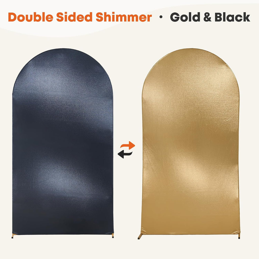 gold black glitter arch backdrop cover 2set 6, close-up detail