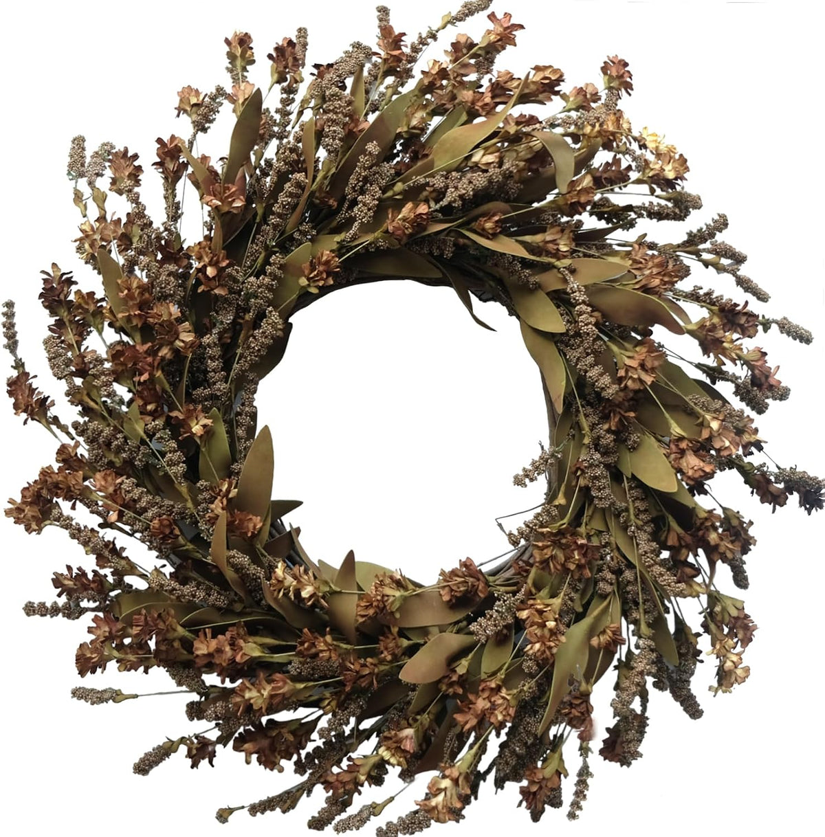 tempus 20" artificial fall coffee-colored flower string wreath, main product view