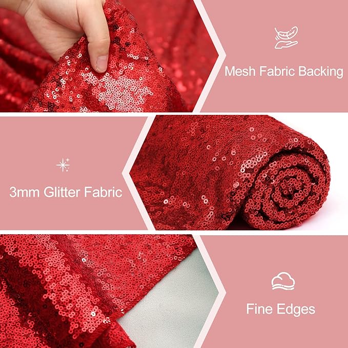 Red Table Runners 10 Packs 12x108 Inch Glitter Sequin Table Runners for Birthday Party Bridal Shower Banquet Wedding Table Decorations