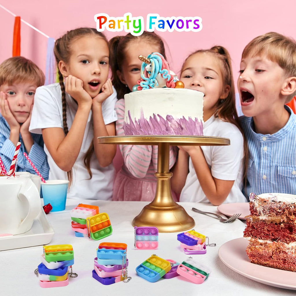 Kids Party Favors Fidget Toys Bulk 30 Pack Mini Pop Fidget Keychain Its Birthday Party Favors for Kids 4-8,8-12 Small Classroom Prizes It Back to School Gifts for Students from Teacher