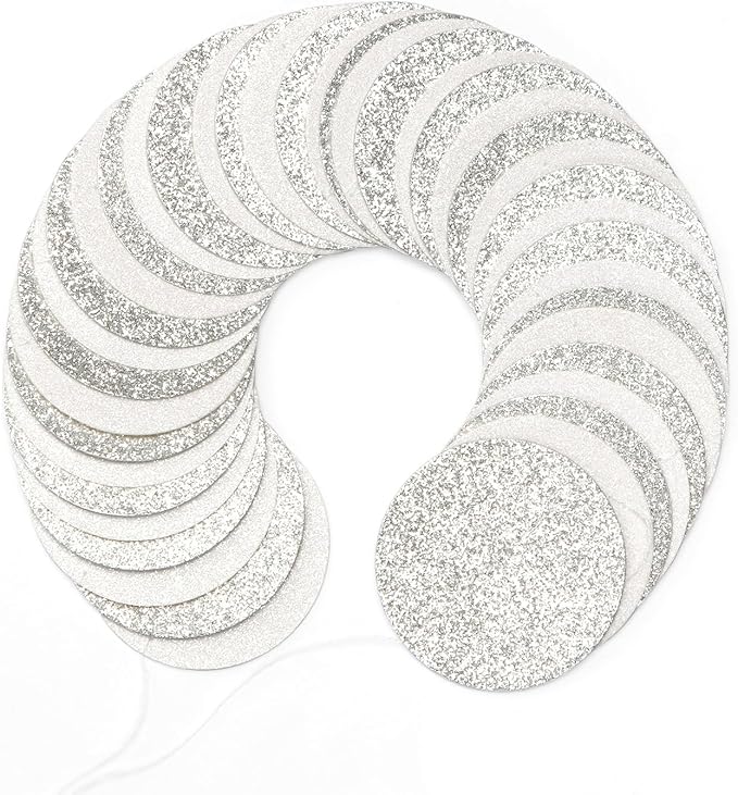 Glitter Silver White Party-Decorations Streamers - 52Ft Birthday Hanging Paper Garland Banner,Engagement Wedding Bachelorette Baby Bridal Shower Christmas Supplies Backdrop Graduation Decor Hugtmr