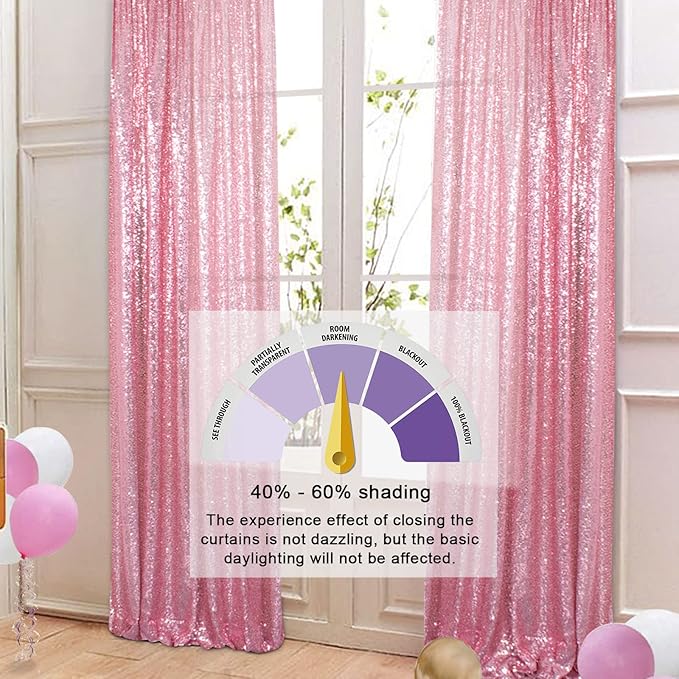 ShiDianYi Sequin Curtain Backdrop 2 Panels 4FTx6FT Fuchsia Pink Backdrop Curtain Photo Booth Backdrop 48inx72in -190425E