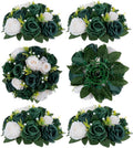 BLOSMON Green Flowers Rose Centerpieces: 6 Pcs Artificial Flower Balls for Wedding Dinning Table - Fake Silk Kissing Bouquet Floral Arrangement for Home Party Event Decor