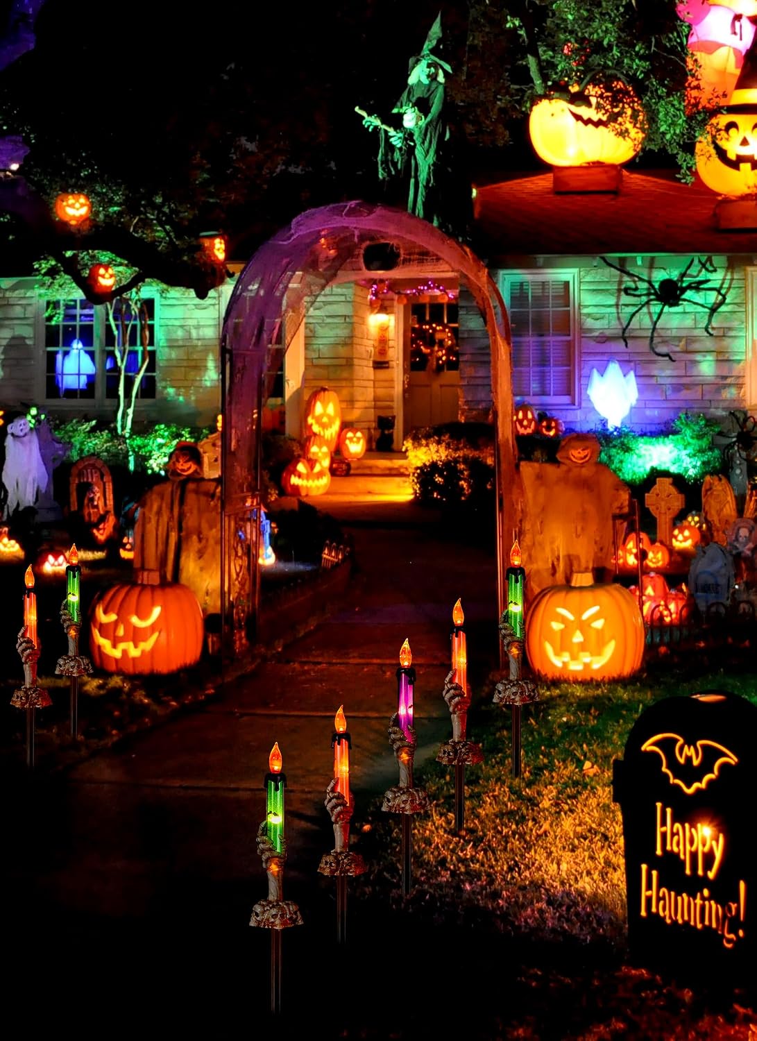 Halloween Decorations, 2 x 6 Pack Skeleton Hands Hold Lighted Candle Stakes, ...