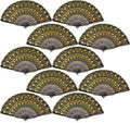 QIRMIZI 30 Pack Fabric Folding Handheld Fans, Perfect for Weddings, Parties, and Dancing,Yellow