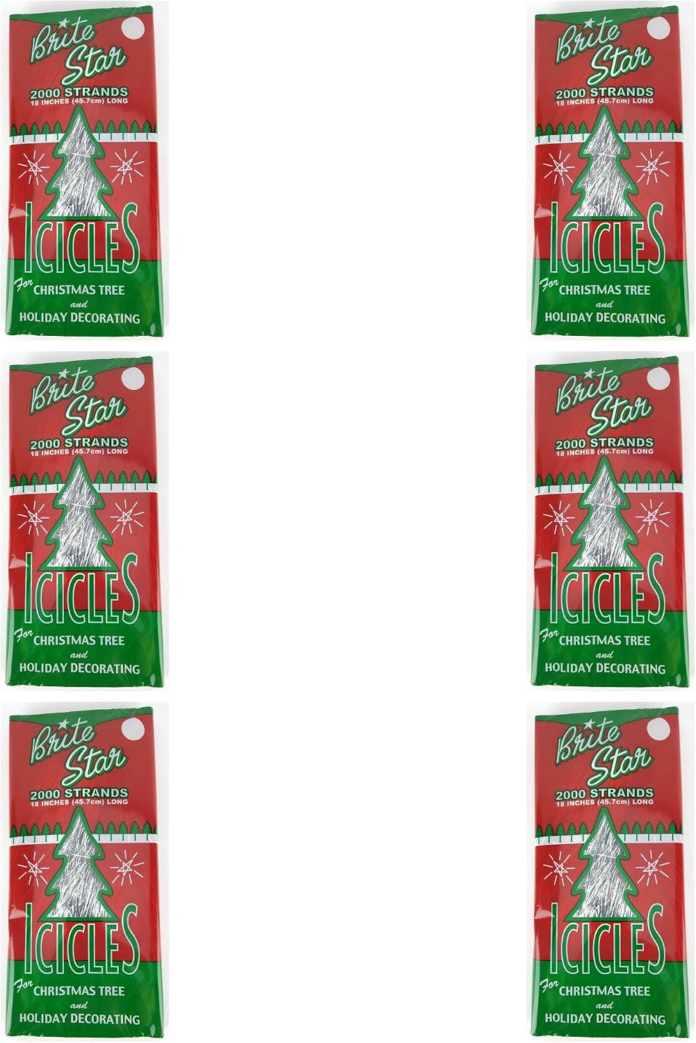 BRITE STAR Silver 18-Inch Icicle Tinsel - 2000 Strands ... (6)