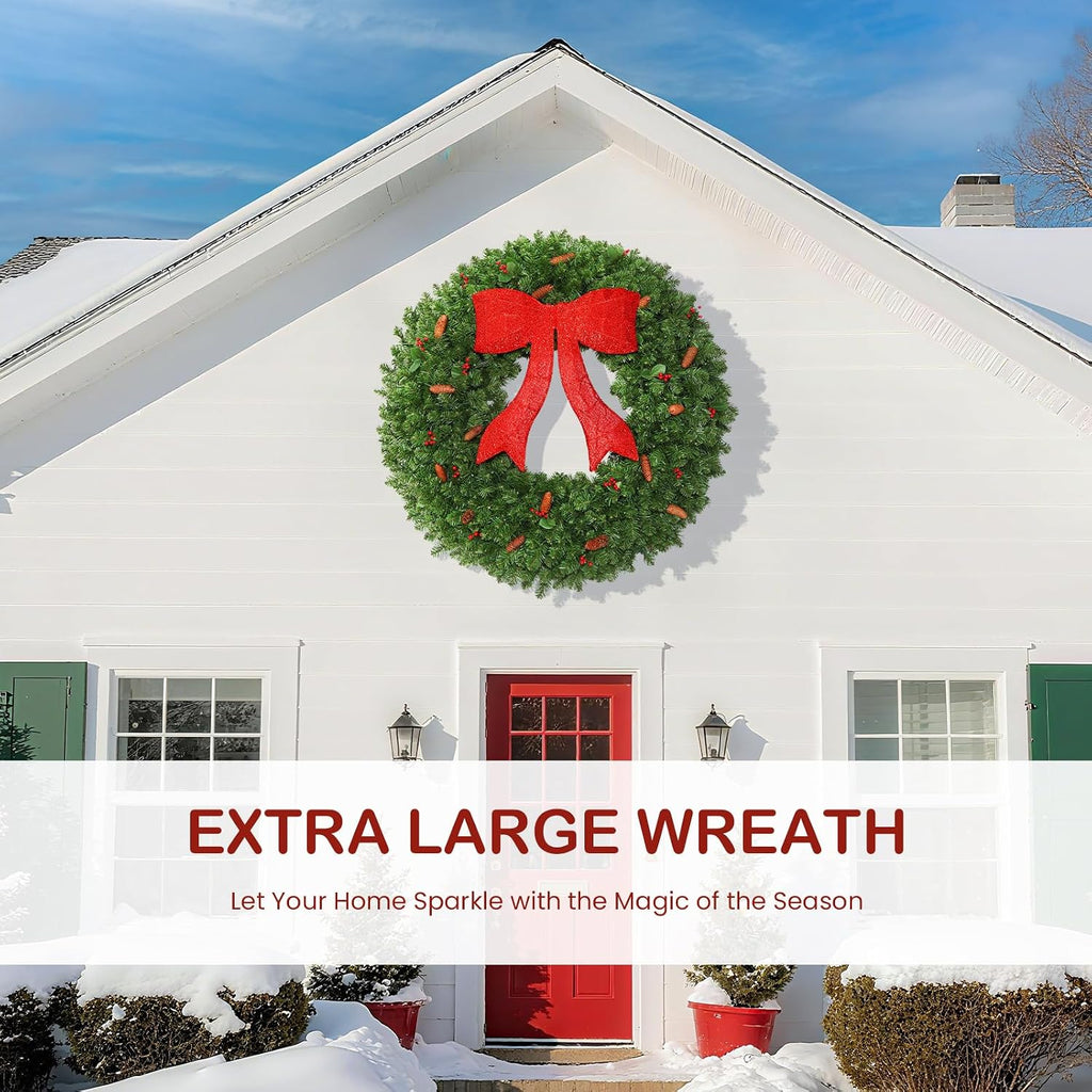 shareconn 48inch large artificial prelit christmas wreath for on a desk or shelf