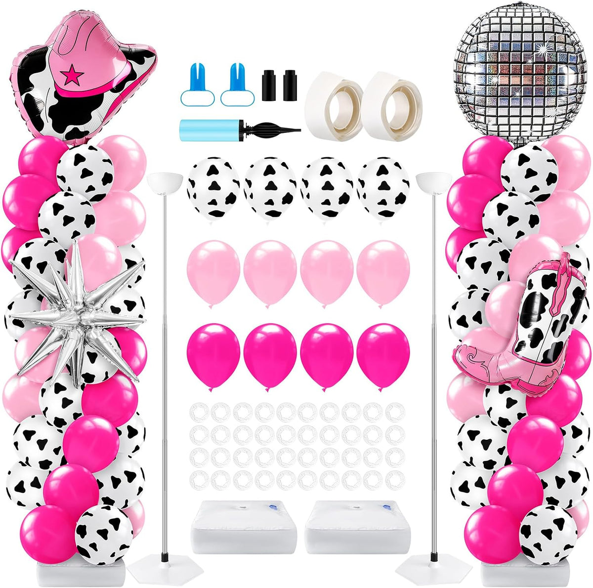 kasyat 2 sets disco cowgirl balloon column stand, main product view