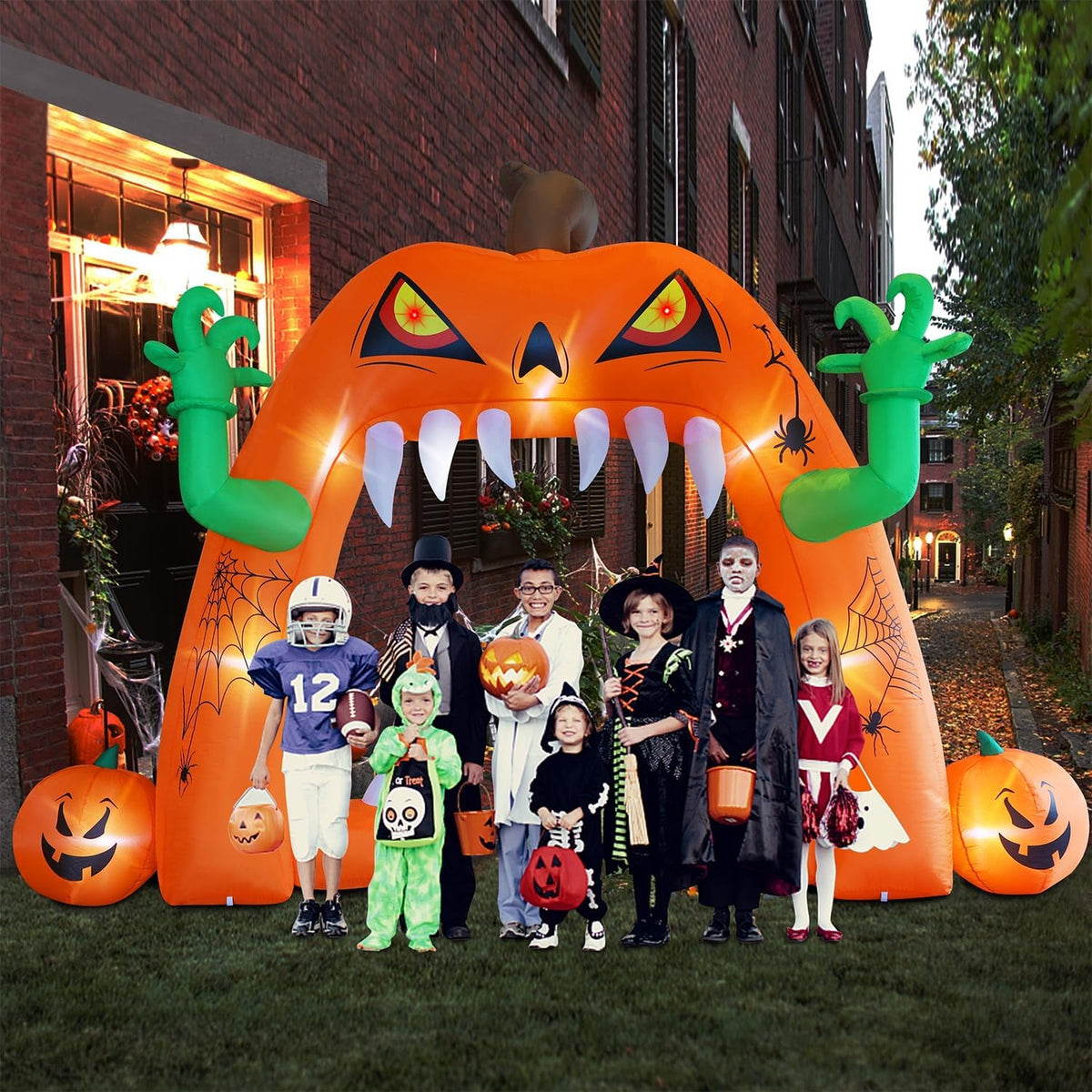 Juegoal Halloween Inflatable Lighted Pumpkin Archway 13 FT(L) x 10 FT(H), Gia...