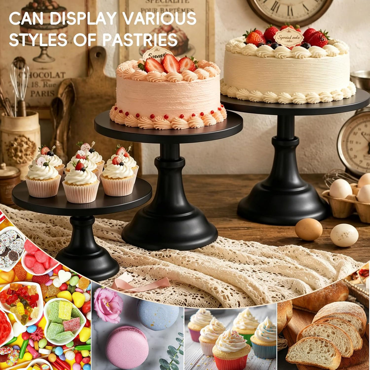 3 Pcs Cake Stand Set,8"/10"/12" inch，Metal Cupcake Holders Sta...