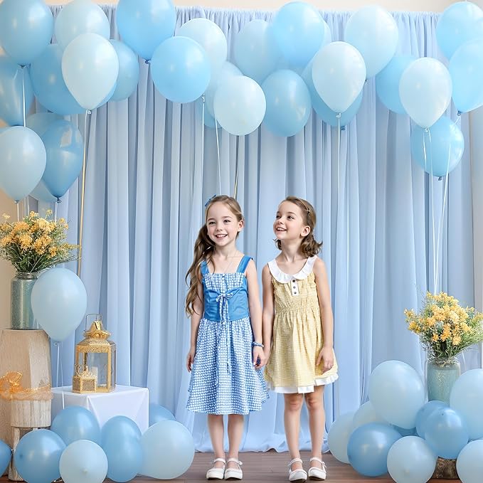 10x10ft Baby Blue Tulle Backdrop Curtain for Parites, Sheer Backdrop Curtains for Wedding Baby Shower Birthday Party Photo Shoot Decorations