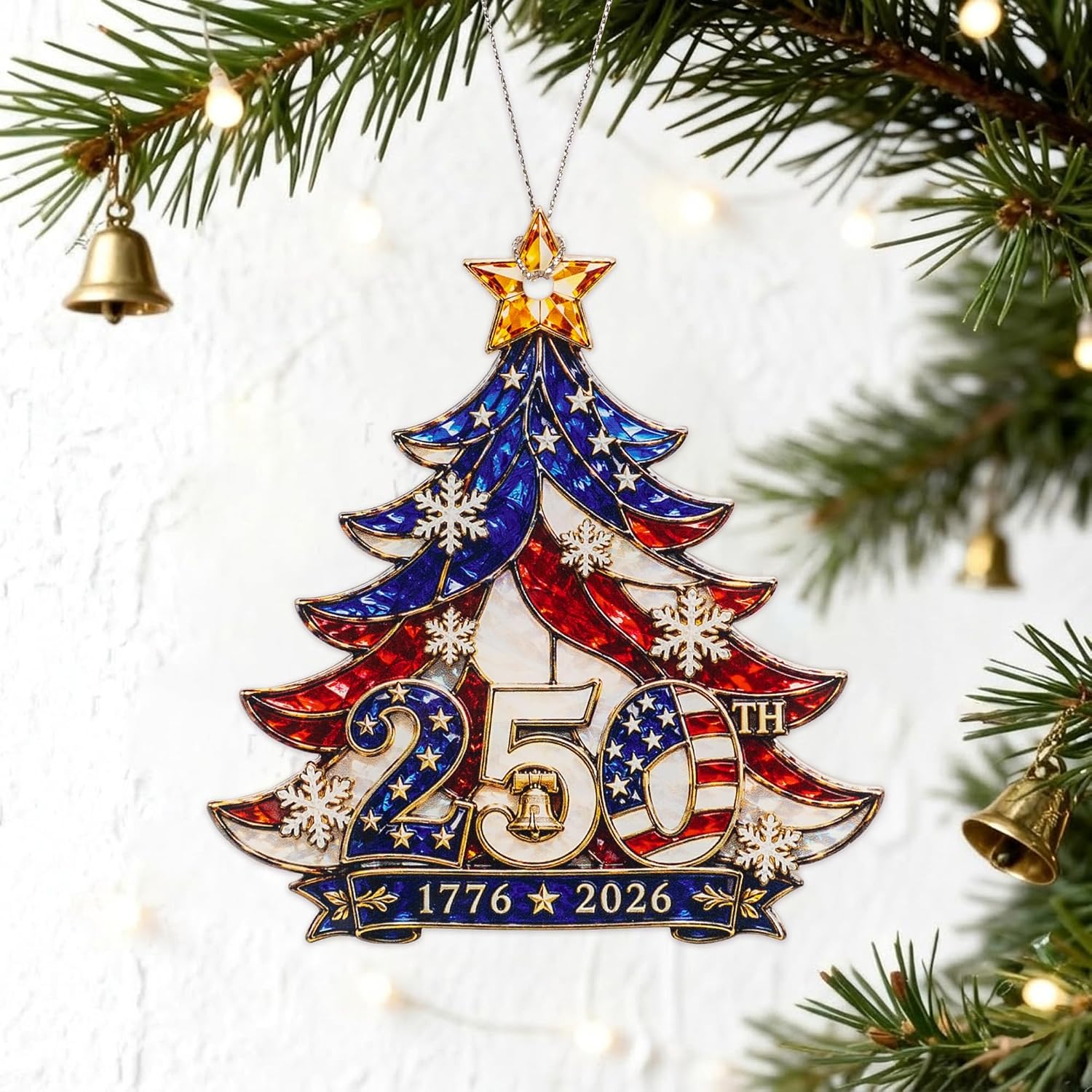 Christmas Ornaments - 250 Anniversary USA Merchandise - Christmas Ornament 2026 - United States 250th Anniversary Decor – America 250 Years Patriotic Home Decor
