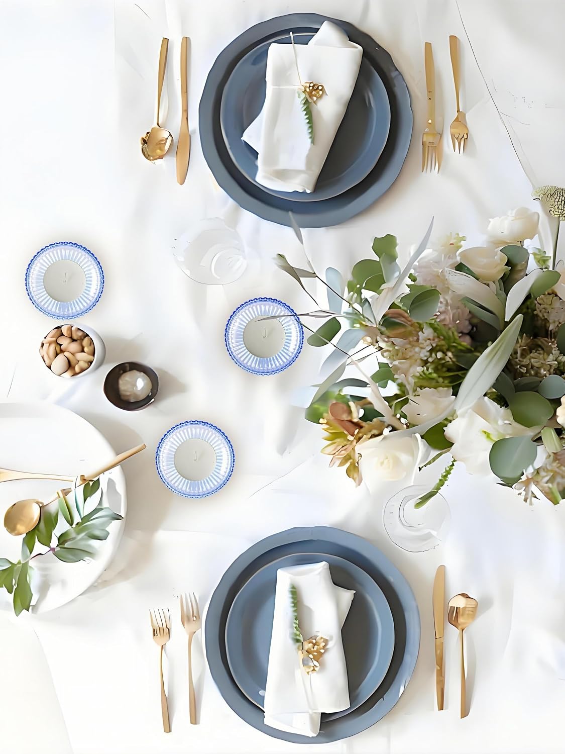 3.8 Inch Blue Glass Pillar Candle Holder Plates Set of 4 Coaster Holder Round Candle Stand for Table Centerpieces, Wedding,Party,and Home Decor
