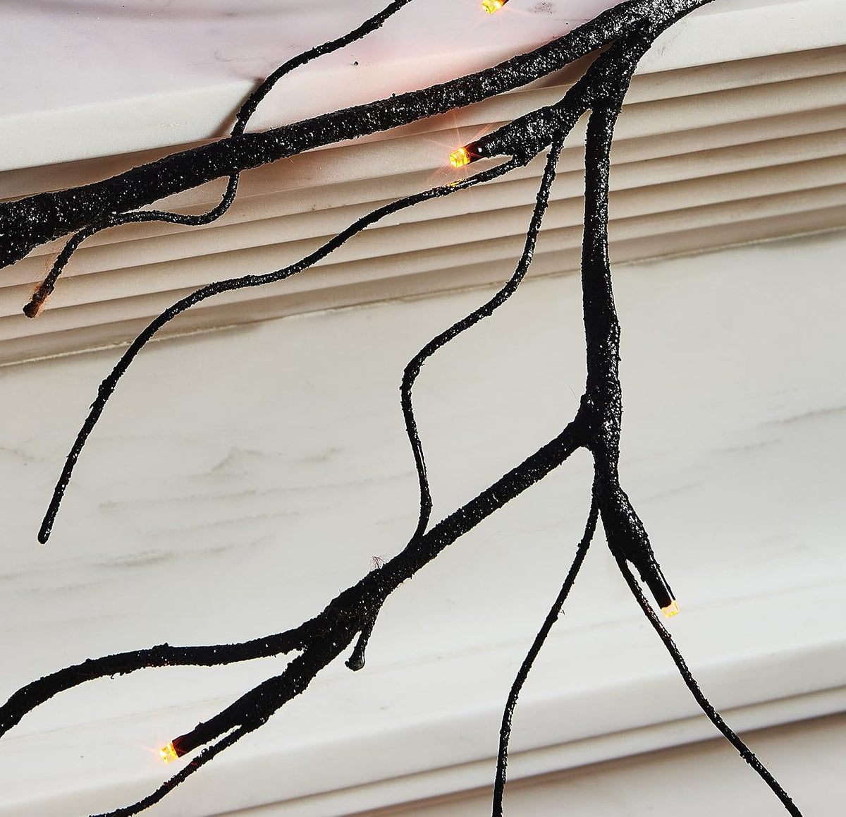 litbloom lighted black glittered garland with 48 orange, package contents