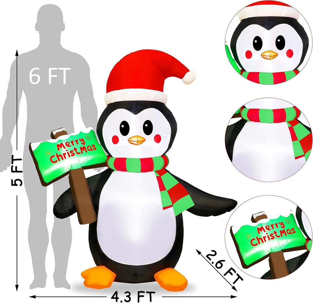 atdawn 5ft christmas inflatables blow up yard decorations, close-up detail