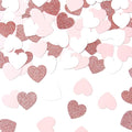 Rose-Gold Pink White Heart Confetti - 300pcs Valentines Mothers Day Engagement Wedding Baby Shower Bachelorette Birthday Party Table Decoration Glitter Paper Decor Lasting Surprise