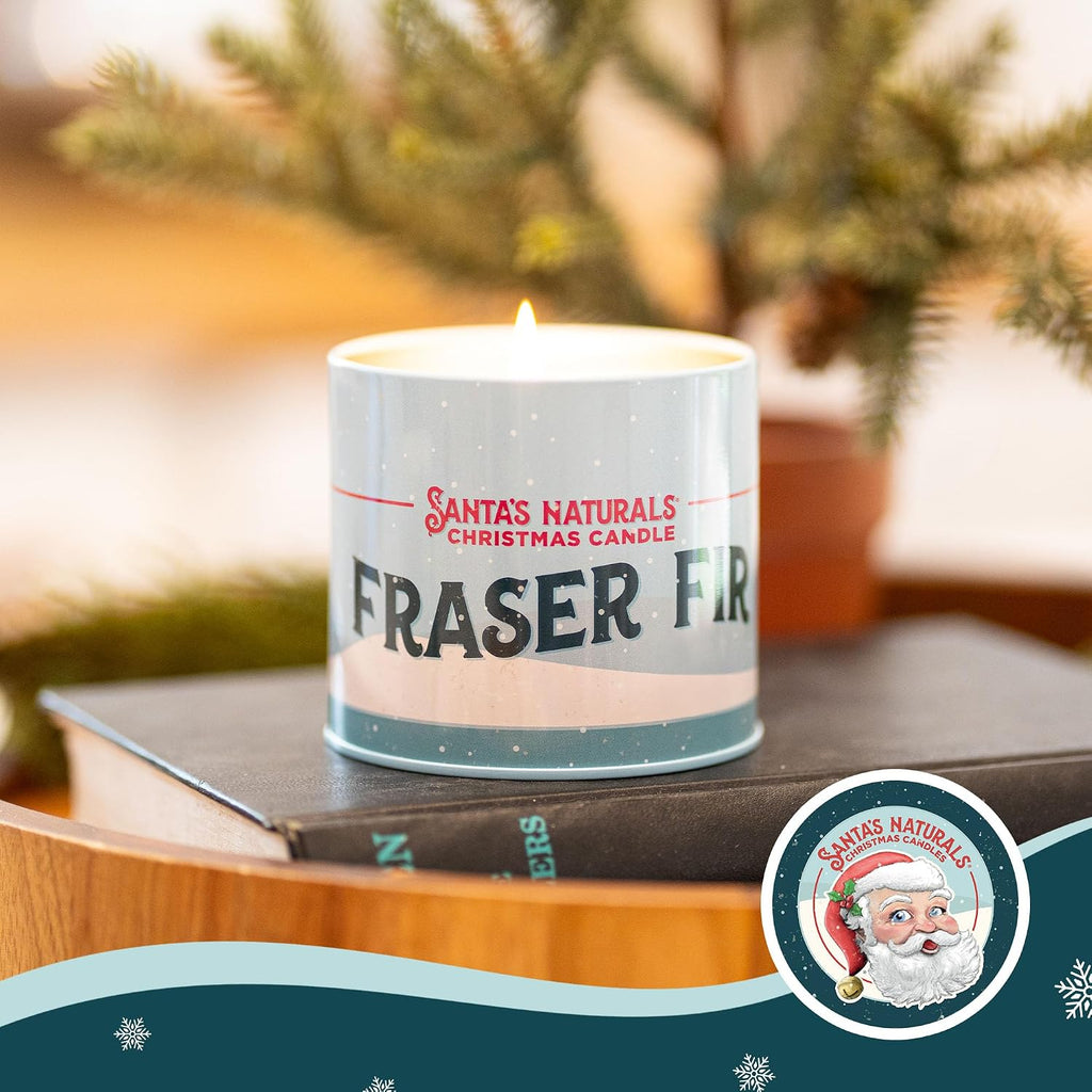 Santa's Naturals Fraser Fir Mini Christmas Candles, 3.5 oz (Pack of 3) | Soy & beeswax blend candles with fresh fir, cedar & cypress scent; up to 14-hour burn time each