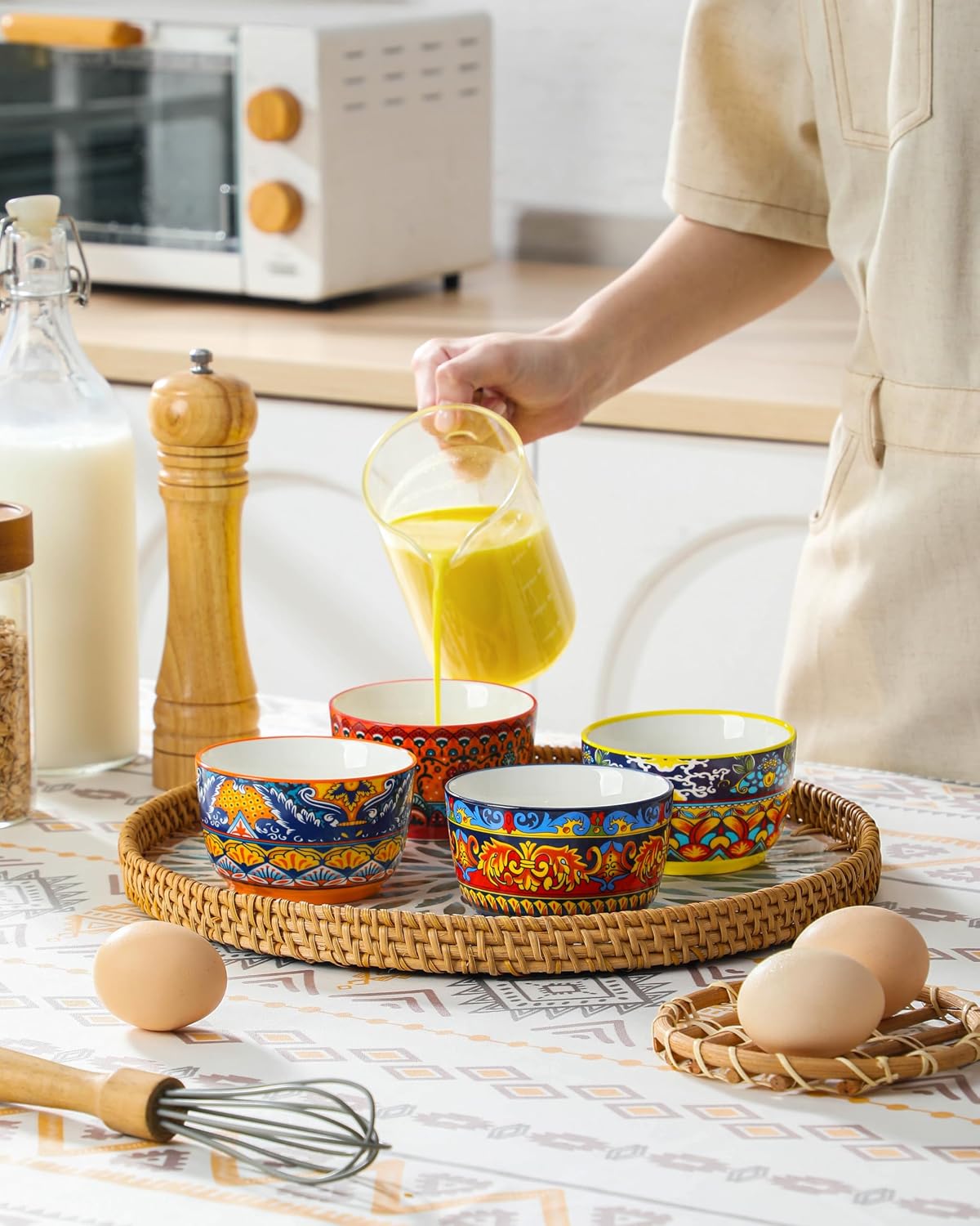 vancasso Ramekins 8 oz Oven Safe, Bohemian Style Creme Brulee Ramekin Set of ...