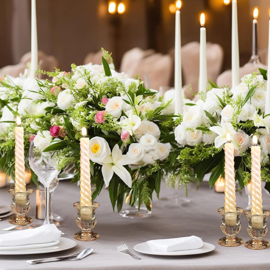 90 Pcs Clear Glass Candlestick Holders Taper Candle Holder Bulk 2.5 Inch Candle Stick Holder for Table Centerpiece Mantel Wedding Housewarming Gift Rustic Vintage Valentines Dinning Decoration (Clear)