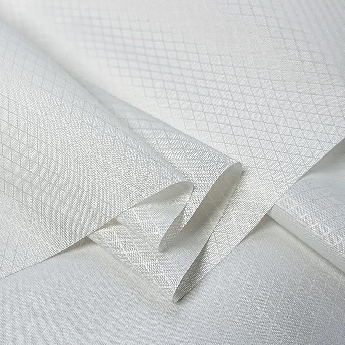emma kites White Ripstop Nylon PU3000 Waterproof 1.9 oz 70D Diamond Grid Tear Resistant for Tent Rainfly Rain Kilt Poncho Dry Bag Backpack Bike Cover (Selvedge Removed) Pre-Cut 3 Yard