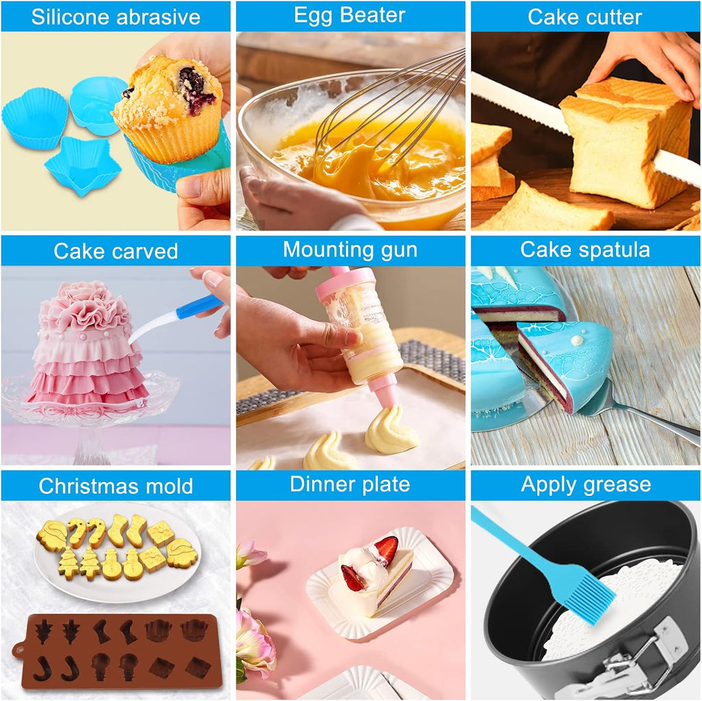 Cake Decorating Kit, 748 Pcs Cake Decorating Supplies with 3 Springform Pans Cake Carrier Turntable Cupcake Liners Cake Topper Piping Bags Tips for Beginner Professional Easter mom Gifts