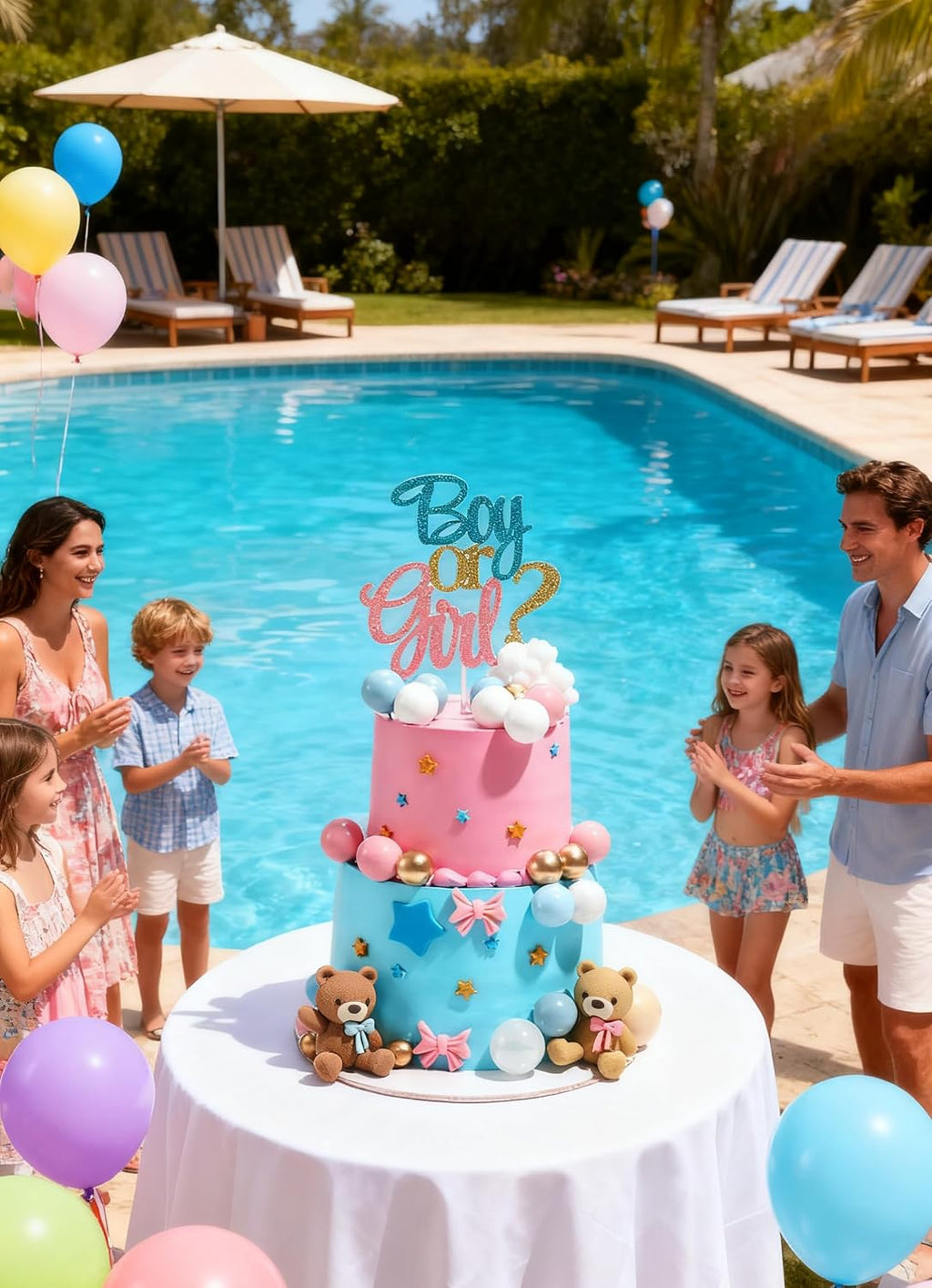 23 PCS Gender Reveal Cake Toppers, Bear Cake Decoration Set | Boy or Girl Gender Reveal Baby Shower Party Supplies