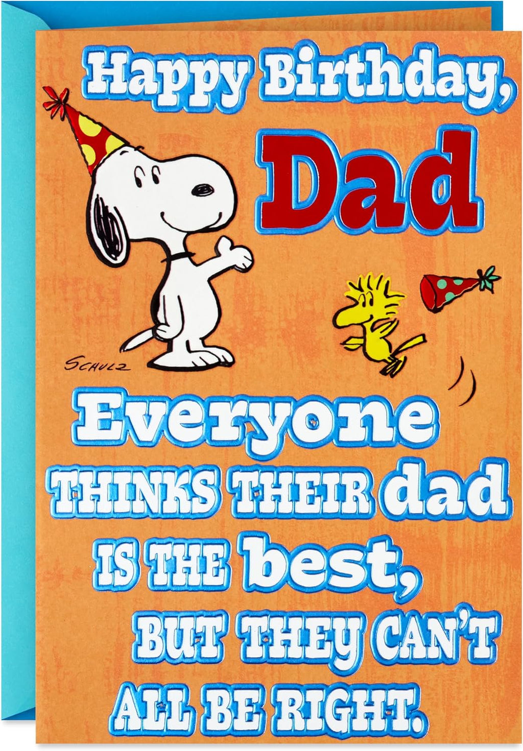 Hallmark Peanuts Father Birthday Card, Snoopy and Woodstock (Best Dad Ever) from Son, Daughter, Kid