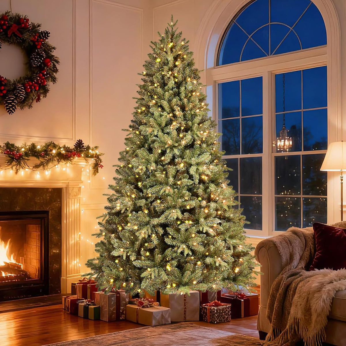 treepool 6ft prelit artificial christmas tree, 1720 pe/pvc, close-up detail