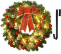 juegoal 16 inch pre-lit christmas wreath with metal, main product view