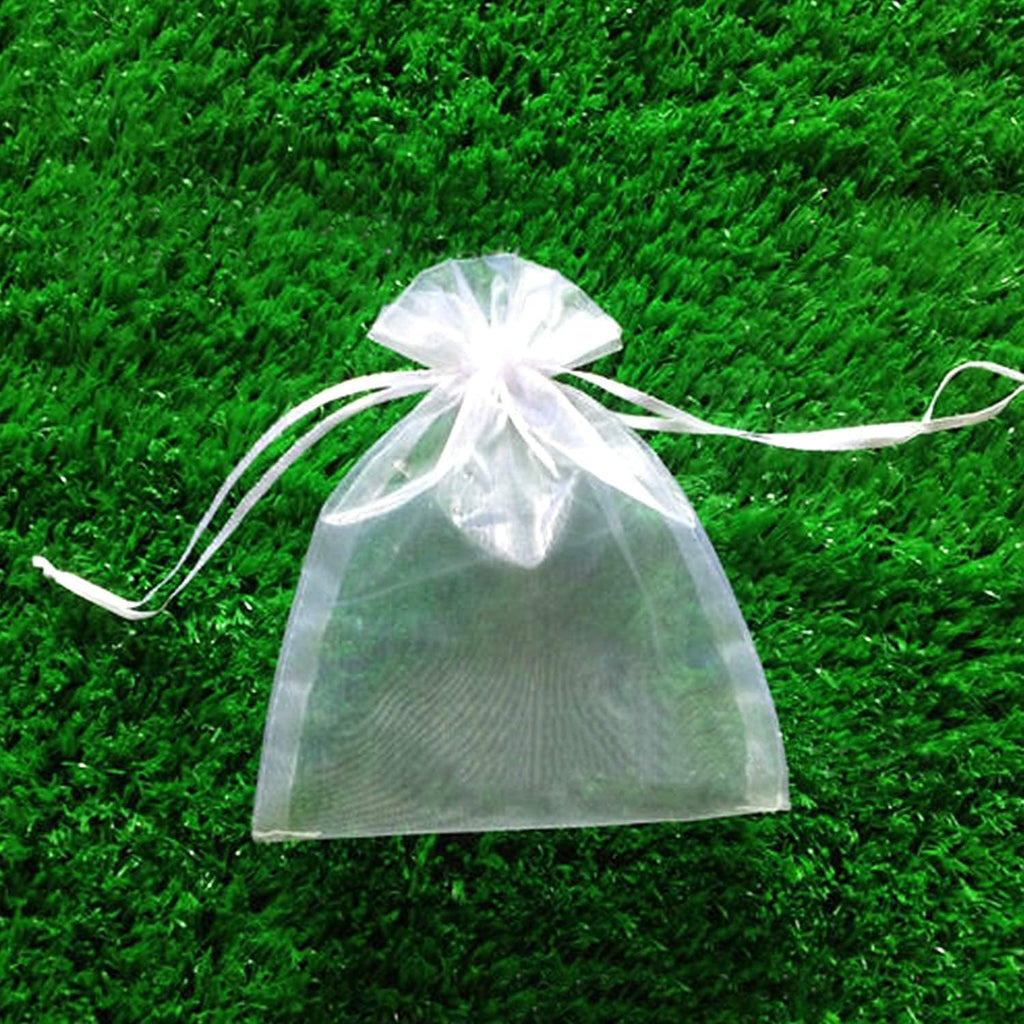 HongyiTime 100PCS Premium Sheer Organza Bags, White Wedding Favor Bags with Drawstring, 4x6 inches Jewelry Gift Bags for Party, Festival, Makeup Favor Bags,Net Gift Bags,Drawstring Goody bags