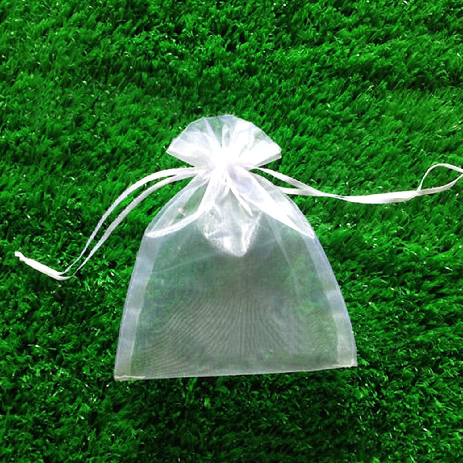 HongyiTime 100PCS Premium Sheer Organza Bags, White Wedding Favor Bags with Drawstring, 4x6 inches Jewelry Gift Bags for Party, Festival, Makeup Favor Bags,Net Gift Bags,Drawstring Goody bags