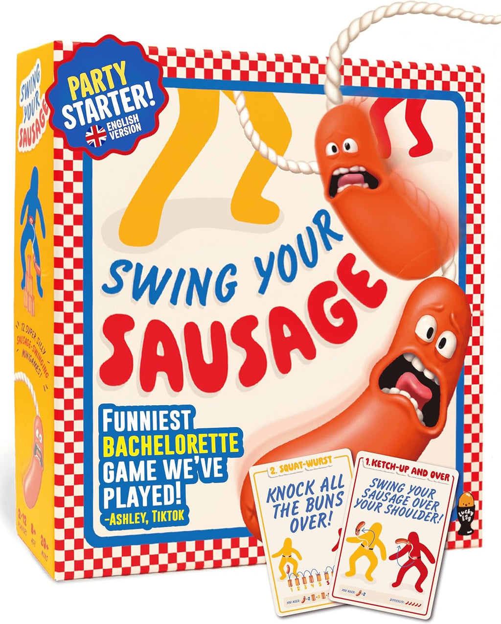 Swing Your Sausage - Hilarious Party Games for Adults - Perfect Bachelorette Games for Adults Game Night (2-12 Players) - Funny Outdoor & Indoor Game for Family Gatherings and Birthday Games