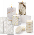 Decorative Candle Holder Set of 3, Table Centerpiece Candle Decor for Home Decor Candles, Reusable Pillar Candle Alternative with Interchangeable Wraps, Tea Light Holder Giftable Holiday Accent