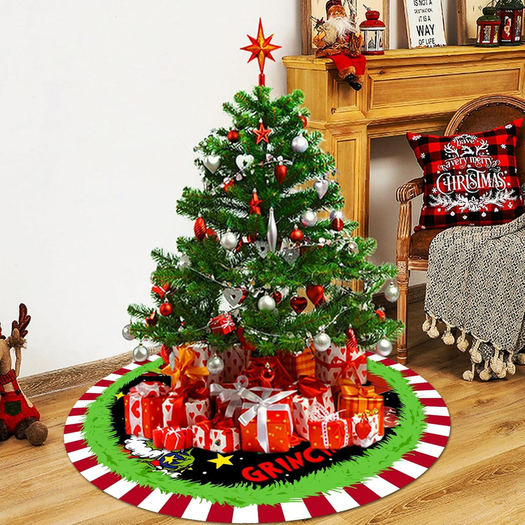 Christmas Tree Skirt 48 Inch, Soft and Funny Merry Christmas Tree Collar Farmhouse Xmas Holiday Decoration (Style B)