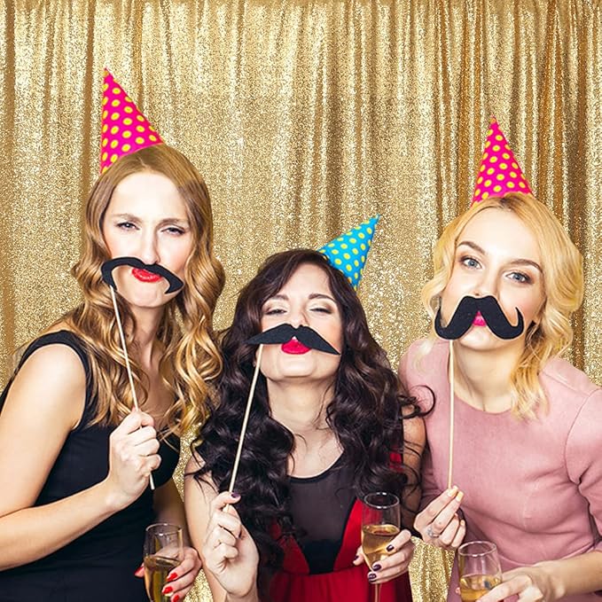 Poise3EHome Gold Sequin Backdrop, 20Ft x 10Ft Glitter Photography Background Curtains for Party Baby Shower Wedding Birthday Christmas Thanksgiving Halloween Decoration