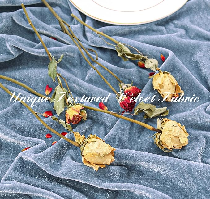 Velvet Table Runner 20 x 120 Inches 10ft Luxurious Thick Soft Velvet Christmas Thanksgiving Wedding Reception Table Runner for Party Reception Decorations(Dusty Blue, 6 Pack)