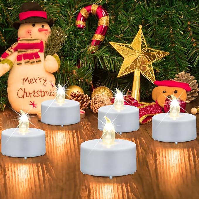 LED Tea Lights Candles- 50PACK Flameless Candles Realistic and Bright Flickering Long Lasting 200Hours for Holiday Celebration,Home Decoration Warm White