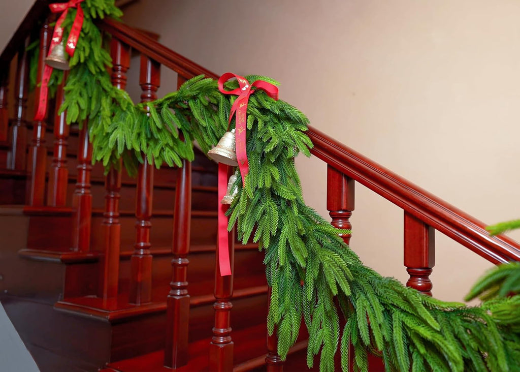 12ft (2pcs 6ft) extra full christmas garland real showing dimensions