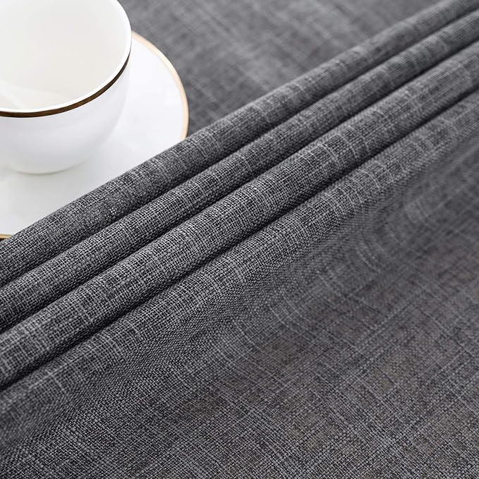 maxmill Flaxy Faux Linen Tablecloth with 2-Tone Slubby Texture Wrinkle Resistant Anti-Shrink Soft Table Cloth for Kitchen Dining Restaurant Tabletop for Event Holiday Dinner Round 70 Inch Charcoal