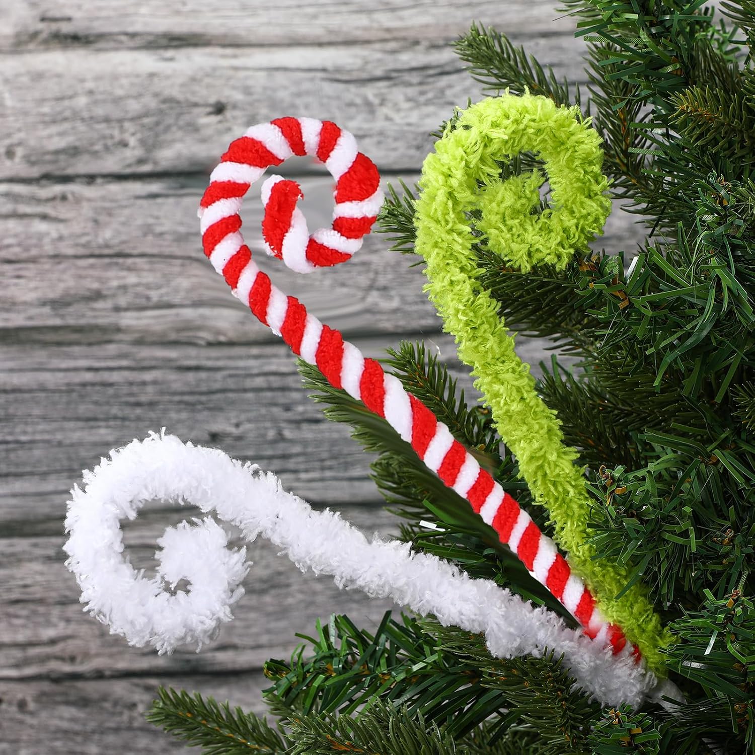 White Red and Green Christmas Tree Decor 16" Candy Cane Tree Pick Lime Green Xmas Topper Ornament Curly Stem Large Lollipop Branch Stick Elf Pick Spray for Home Wreath Vase Filler Craft Holiday Party