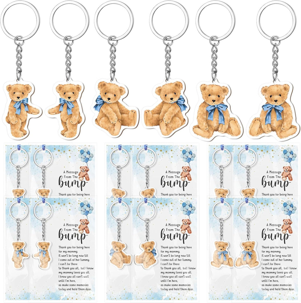 Landical 50 Sets Bear Baby Shower Party Favors A Message From The Bump Keychains Thank You Card Decorations for Gender Reveal Guest Gift