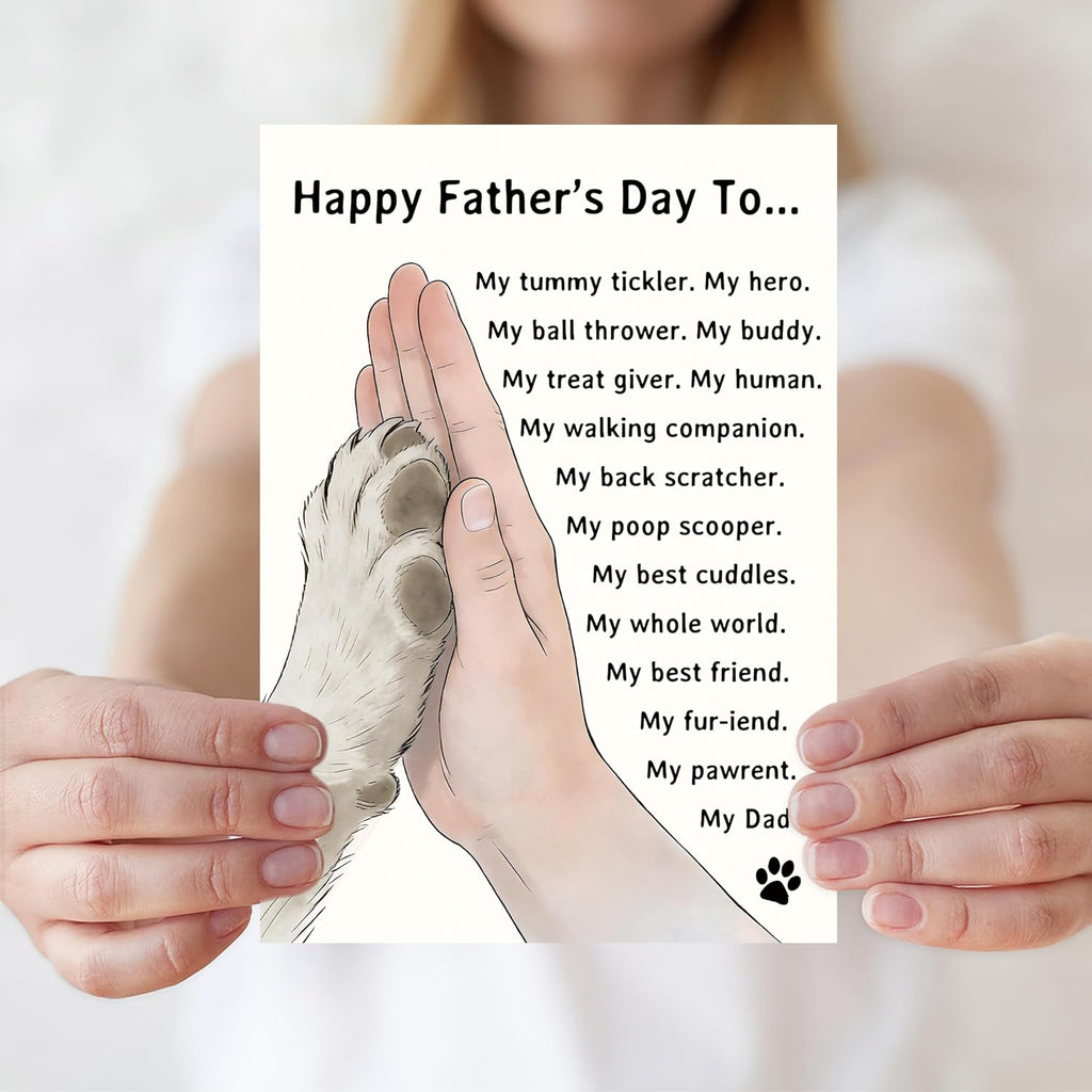 IDU Fathers Day Card Gifts, Dog Dad Fathers Day Card Gift, Dog Dad Gifts for Men Husband, Happy Father's Day Cards Decorations from Dog with Envelope