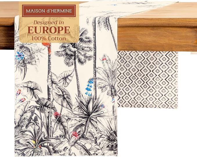 Maison d' Hermine Table Runner 100% Cotton Double Layer Table Runners 72 inches Long for Thanksgiving Christmas Decorations Home Kitchen Dining Party Wedding (Amazonia, 14.5" x 72")
