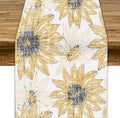 Chrysanthemum Vintage Floral Table Runner, Elegant Grunge Orange Sunflower Spring Summer Elegant Pattern Artichokes Flower Table Runner for Party Kitchen Dining Living Room Decor, 13x36 Inch