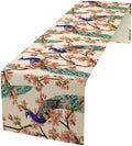 Peacock Table Runner,Spring Floral Peacock Birds Table Runner for Home Kitchen Dining Party Indoor Outdoor Decoration 13x60 Inch
