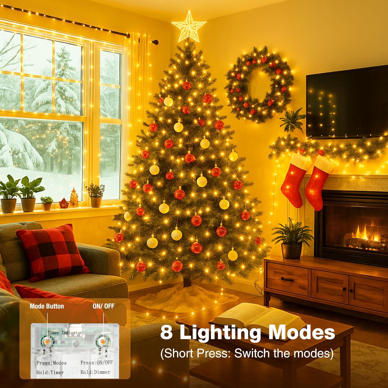 16FT 50 LED Fairy Lights Battery Operated with Timer, 8 Modes USB Mini Twinkle Light, Small String Lights for Tree Wreath Vase Bedroom DIY Holiday Wedding Decorations-Warm White