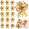 WILLBOND 20 Pcs 6 Inch Pull Bows Gift Wrapping Ribbon Pull Bows for Valentine Wedding Baskets Christmas Multicolor Wrap Accessory for Gift Present Holiday Decor (Gold)